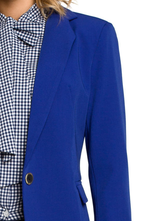 Elegancki żakiet damski taliowany gładki zapinany XL chabrowy me051 Elegancki żakiet damski taliowany gładki zapinany XL chabrowy me051