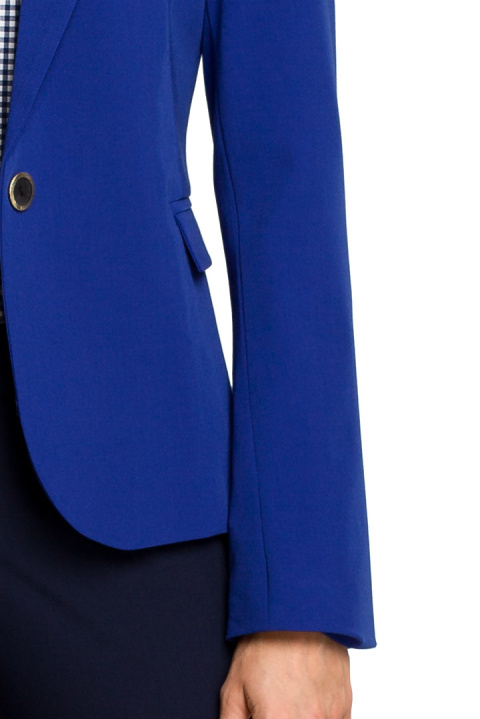 Elegancki żakiet damski taliowany gładki zapinany XL chabrowy me051 Elegancki żakiet damski taliowany gładki zapinany XL chabrowy me051