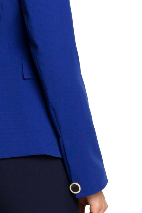Elegancki żakiet damski taliowany gładki zapinany XL chabrowy me051 Elegancki żakiet damski taliowany gładki zapinany XL chabrowy me051