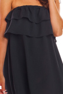 Sukienka letnia mini z odkrytymi ramionami bez ramiączek S/M czarna A299