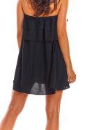 Sukienka letnia mini z odkrytymi ramionami bez ramiączek S/M czarna A299