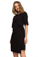 Sukienka midi prosta z krótkim rękawem podwójny przód czarna S326