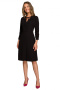 Elegancka sukienka midi z wiązaniem w dekolcie V fason A czarna S325