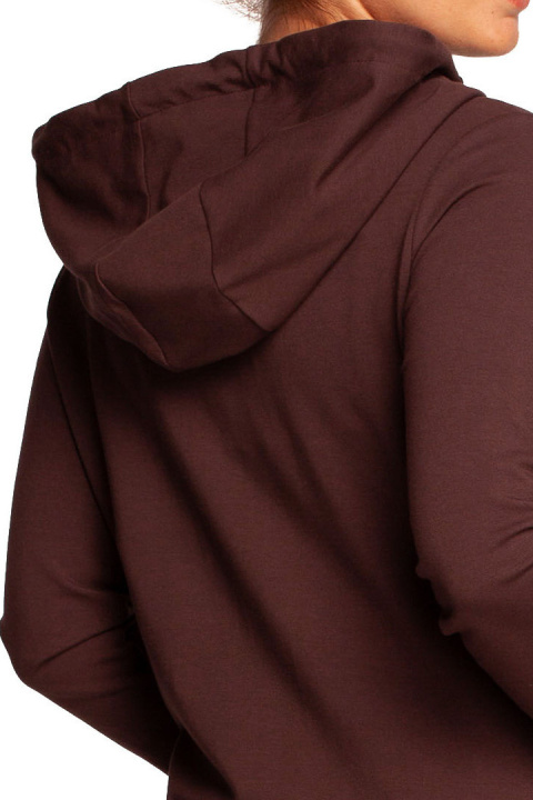 Bluza damska dresowa rozpinana z kapturem dzianinowa brązowa B237 Bluza damska dresowa rozpinana z kapturem dzianinowa brązowa B237