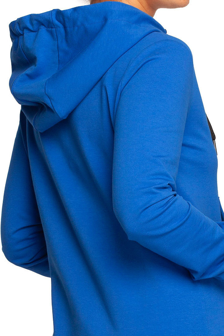 Bluza damska dresowa rozpinana z kapturem dzianinowa chabrowa B237 Bluza damska dresowa rozpinana z kapturem dzianinowa chabrowa B237