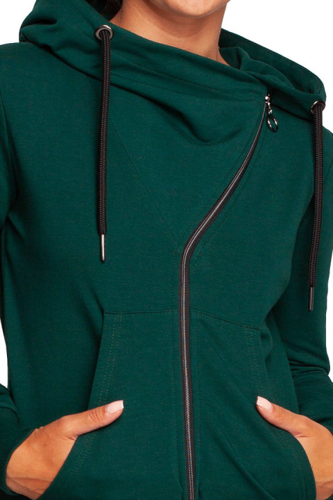 Bluza damska dresowa rozpinana z kapturem dzianinowa ciemno zielona B237 Bluza damska dresowa rozpinana z kapturem dzianinowa ciemno zielona B237