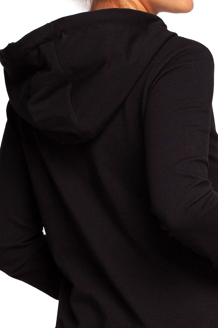 Bluza damska dresowa rozpinana z kapturem dzianinowa czarna B237