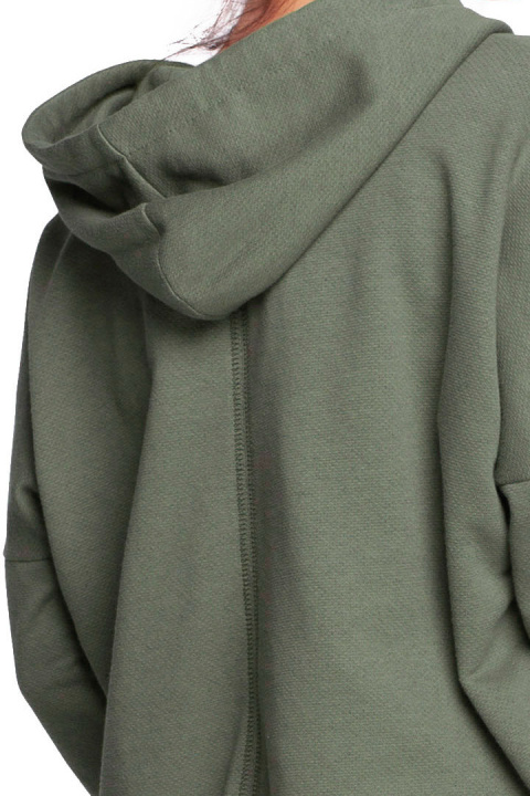 Bluza damska trapezowa o luźnym kroju z kapturem khaki B239 Bluza damska trapezowa o luźnym kroju z kapturem khaki B239