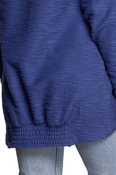 Bluza damska z kominem i kapturem dzianinowa ciepła indygo B249 Bluza damska z kominem i kapturem dzianinowa ciepła indygo B249