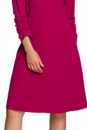 Elegancka sukienka midi z wiązaniem w dekolcie V fason A śliwkowa S325