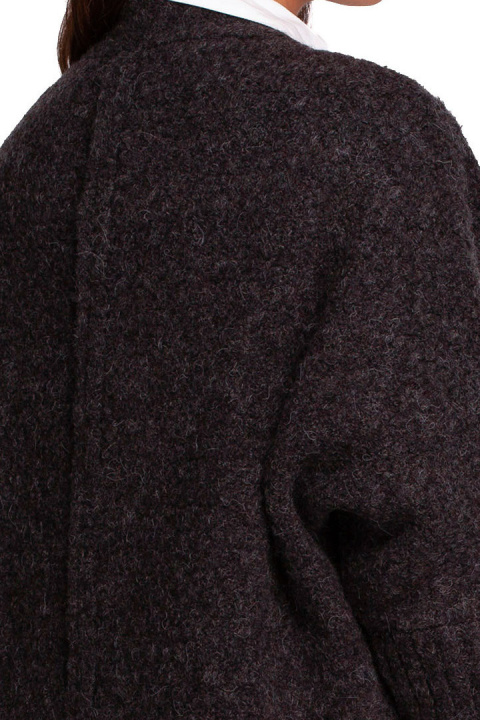 Kardigan damski oversize bez zapięcia z plisą antracytowy BK088 Kardigan damski oversize bez zapięcia z plisą antracytowy BK088