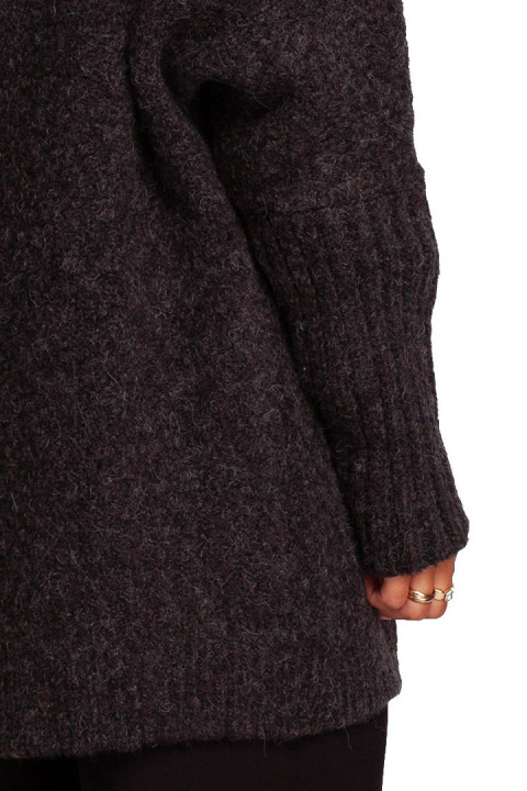 Kardigan damski oversize bez zapięcia z plisą antracytowy BK088 Kardigan damski oversize bez zapięcia z plisą antracytowy BK088