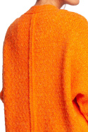 Kardigan damski oversize bez zapięcia z plisą pomarańczowy BK088