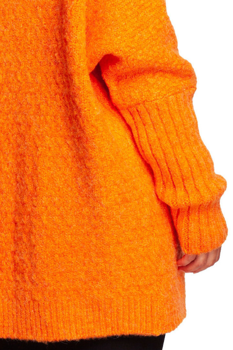 Kardigan damski oversize bez zapięcia z plisą pomarańczowy BK088 Kardigan damski oversize bez zapięcia z plisą pomarańczowy BK088