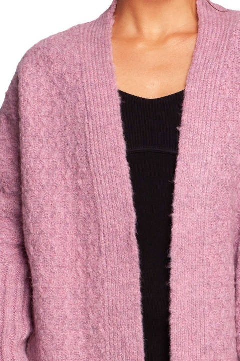 Kardigan damski oversize bez zapięcia z plisą pudrowy BK088 Kardigan damski oversize bez zapięcia z plisą pudrowy BK088