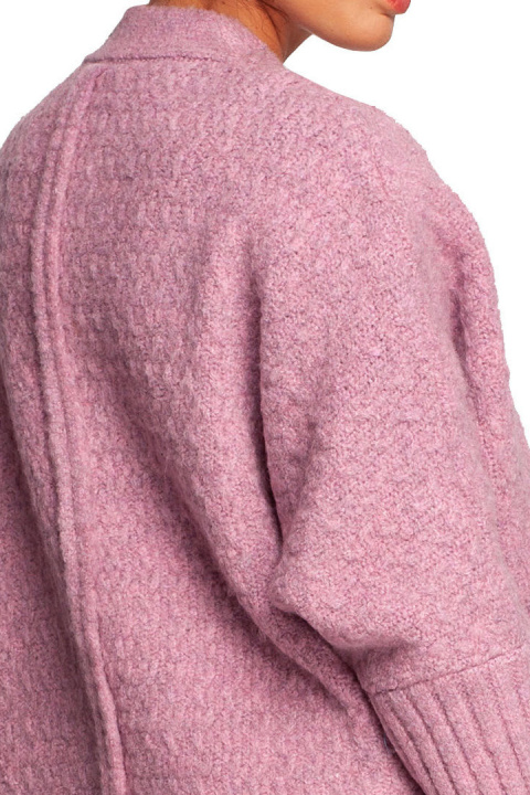 Kardigan damski oversize bez zapięcia z plisą pudrowy BK088 Kardigan damski oversize bez zapięcia z plisą pudrowy BK088