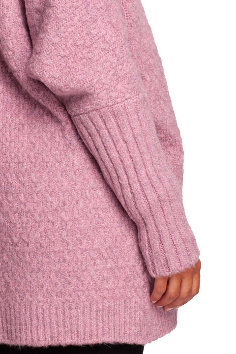 Kardigan damski oversize bez zapięcia z plisą pudrowy BK088 Kardigan damski oversize bez zapięcia z plisą pudrowy BK088