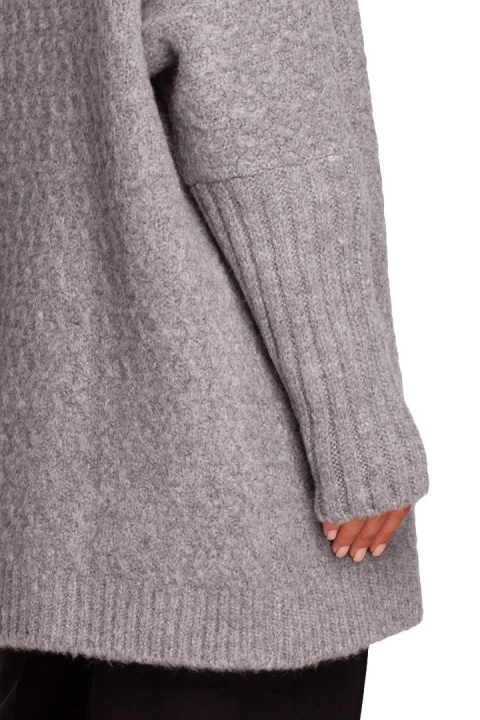 Kardigan damski oversize bez zapięcia z plisą szary BK088 Kardigan damski oversize bez zapięcia z plisą szary BK088