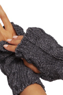 Rękawiczki damskie długie bez palców dzianina swetrowa grafitowe BK098