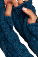 Rękawiczki damskie długie bez palców dzianina swetrowa morski BK098