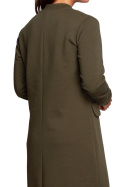 Sukienka maxi dzianinowa z długim rękawem i dekoltem V khaki B242