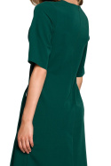 Sukienka midi prosta z krótkim rękawem podwójny przód zielona S326