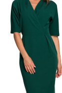 Sukienka midi z kopertowym dekoltem i krótkim rękawem zielona S313