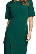 Sukienka ołówkowa midi spódnica na zakładkę krótki rękaw zielona S317