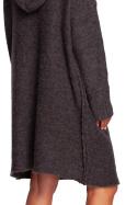 Sukienka swetrowa midi z kapturem i długim rękawem grafitowy BK089
