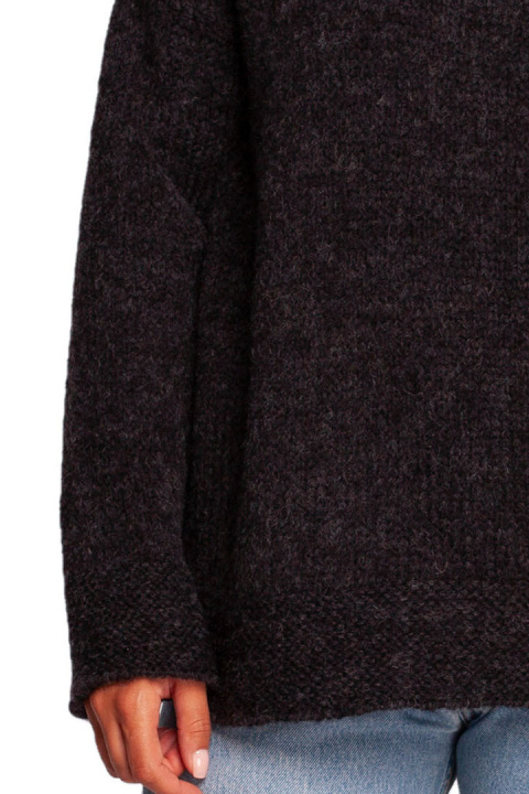 Sweter damski z kapturem długość do bioder antracytowy BK085 Sweter damski z kapturem długość do bioder antracytowy BK085