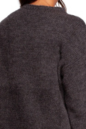 Sweter damski ze stójką przędza z włosem grafitowy BK091
