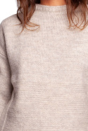 Sweter damski ze stójką przędza z włosem kość słoniowa BK091