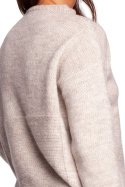 Sweter damski ze stójką przędza z włosem kość słoniowa BK091