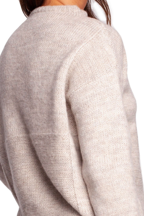 Sweter damski ze stójką przędza z włosem kość słoniowa BK091 Sweter damski ze stójką przędza z włosem kość słoniowa BK091