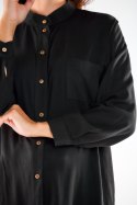Koszula damska z wiskozy ze stójką rozpinana długi rękaw czarna A525