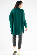 Koszula damska oversize z wiskozy lużna z długim rękawem zielona A528