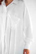 Koszula damska oversize z wiskozy lużna z długim rękawem biała A528