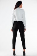 Spodnie damskie casualowe z kieszeniami elastyczna talia czarne A532