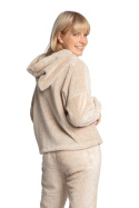 Bluza damska pluszowa oversize z kapturem cappuccino LA003