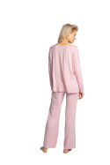 Bluzka damska z wiskozy z rozcięciami po bokach różowa LA029