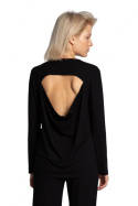 Bluzka damska z wiskozy z wycięciem na plecach czarna LA027