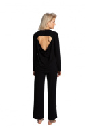 Bluzka damska z wiskozy z wycięciem na plecach czarna LA027
