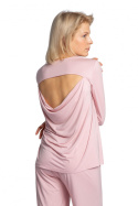 Bluzka damska z wiskozy z wycięciem na plecach różowa LA027