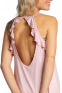 Koszulka damska nocna z wiskozy do spania na ramiączkach różowa LA031