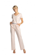 Spodnie damskie bawełniane od piżamy do spania brzoskwiniowe LA016