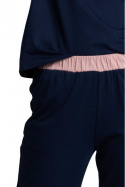 Spodnie damskie bawełniane od piżamy do spania granatowe LA016