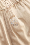 Spodnie damskie z rozcięciami na nogawkach z wiskozy cappuccino LA026