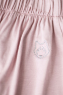 Spodnie damskie z rozcięciami na nogawkach z wiskozy różowe LA026