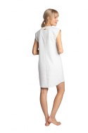 Sukienka mini bez rękawów z bawełny prążkowanej ecru LA033