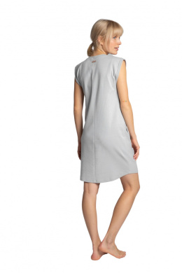 Sukienka mini bez rękawów z bawełny prążkowanej popielata LA033